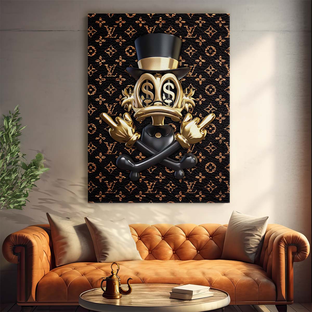 Gold Scrooge McDuck Wall Art by Luxuriance Designs. Made in USA.