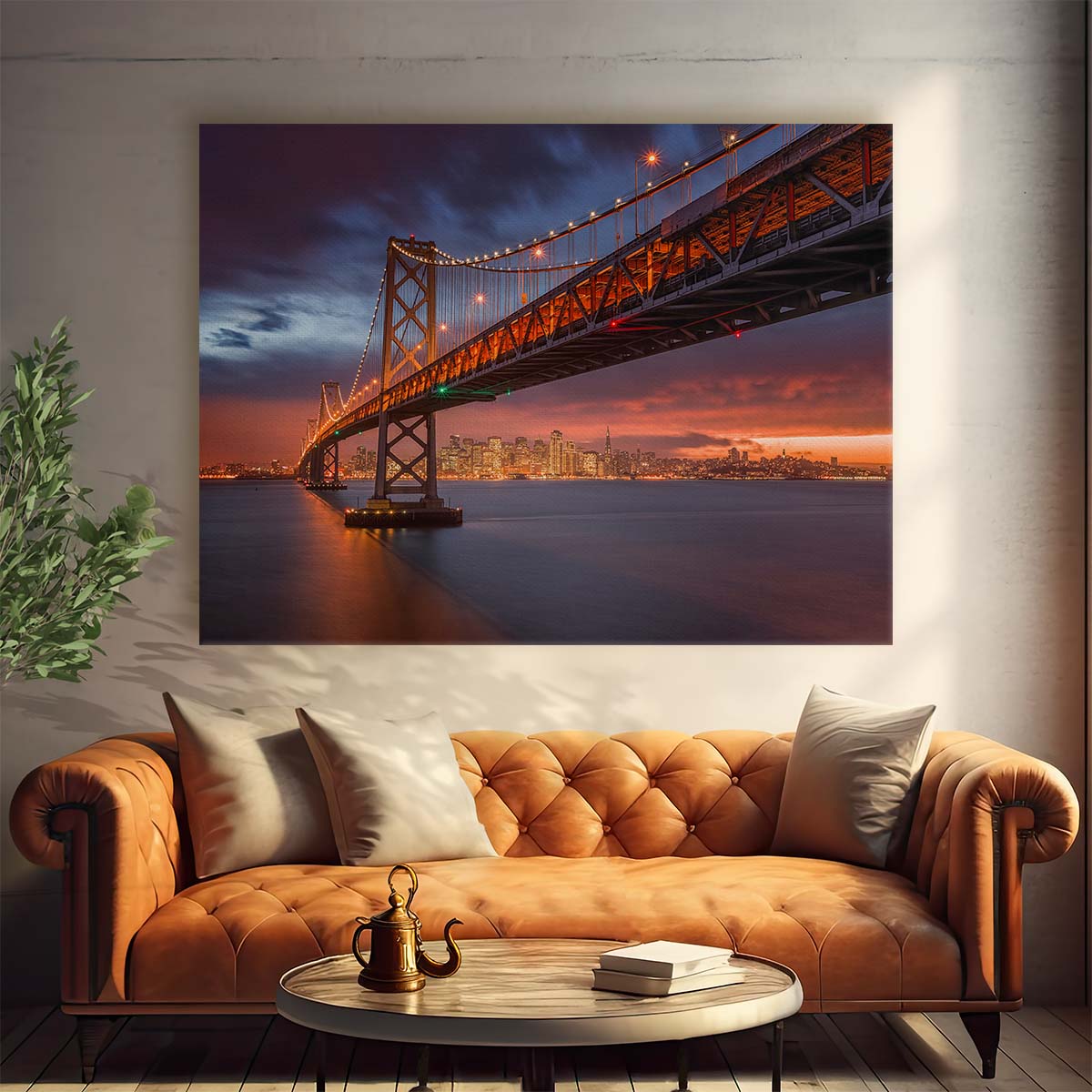 San Francisco Golden Gate Bridge Sunset Wall Art by Luxuriance Designs. Made in USA.