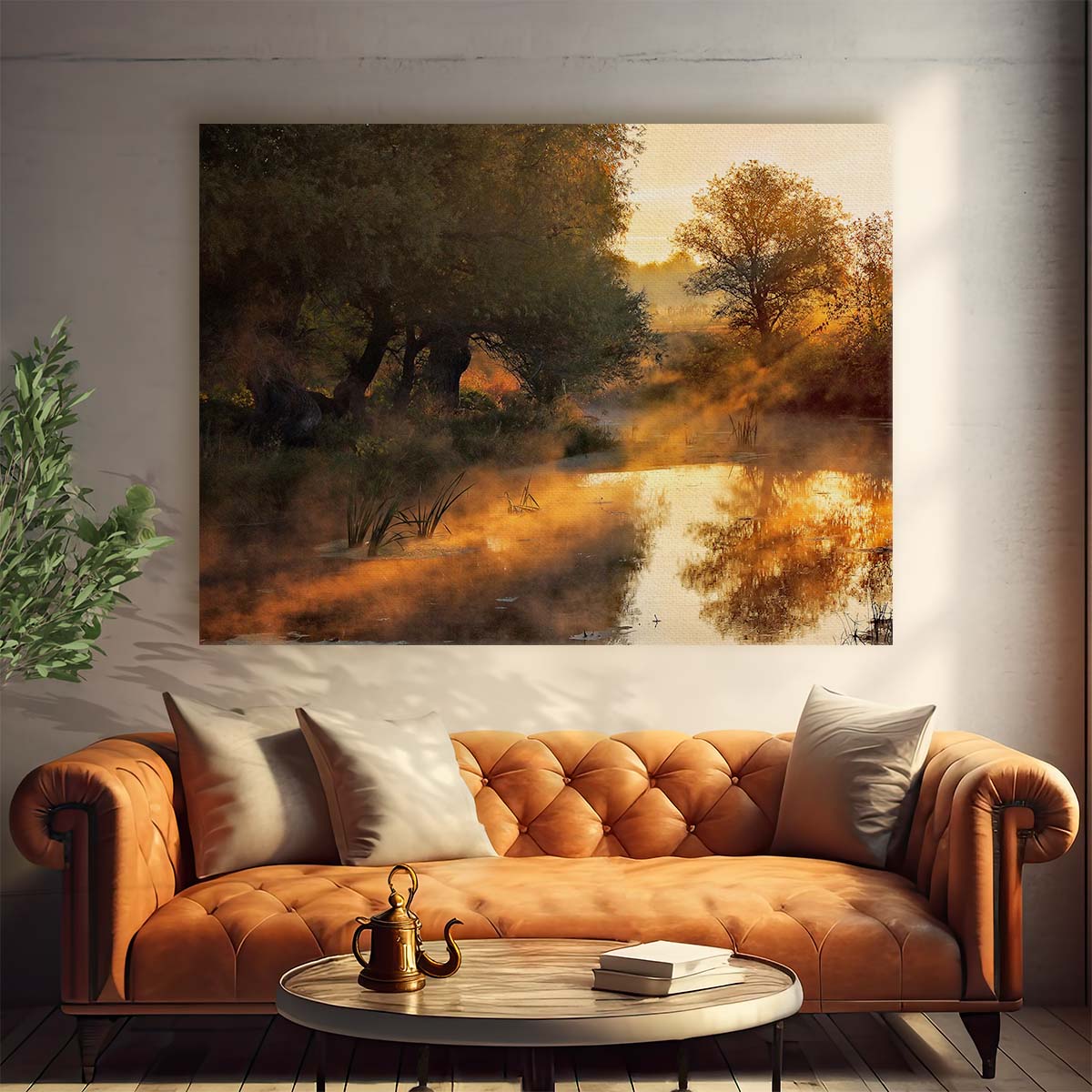 Autumnal Golden Forest Light Rays Wall Art by Luxuriance Designs. Made in USA.