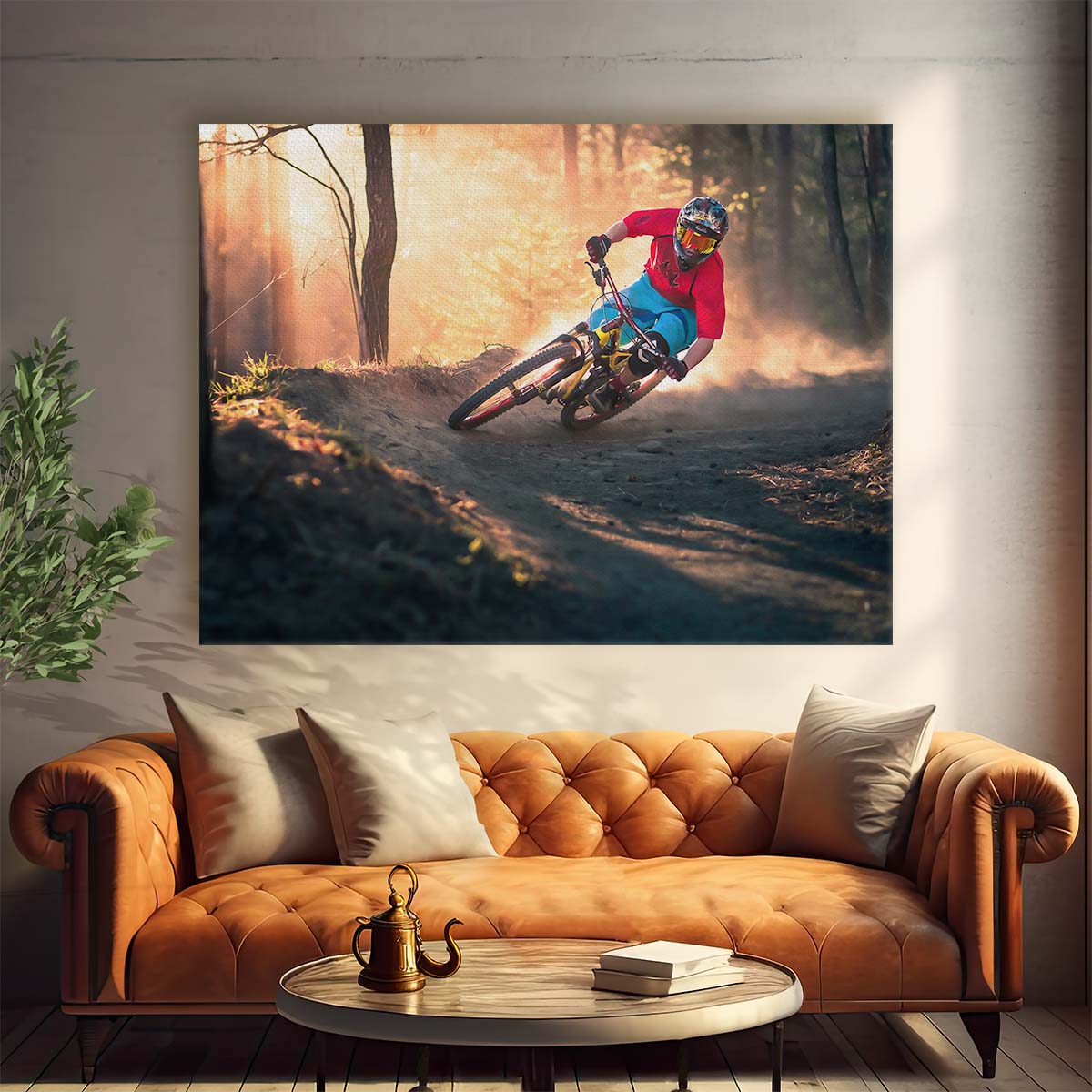 Golden MTB Freeride Adventure Bermed Corner Wall Art by Luxuriance Designs. Made in USA.