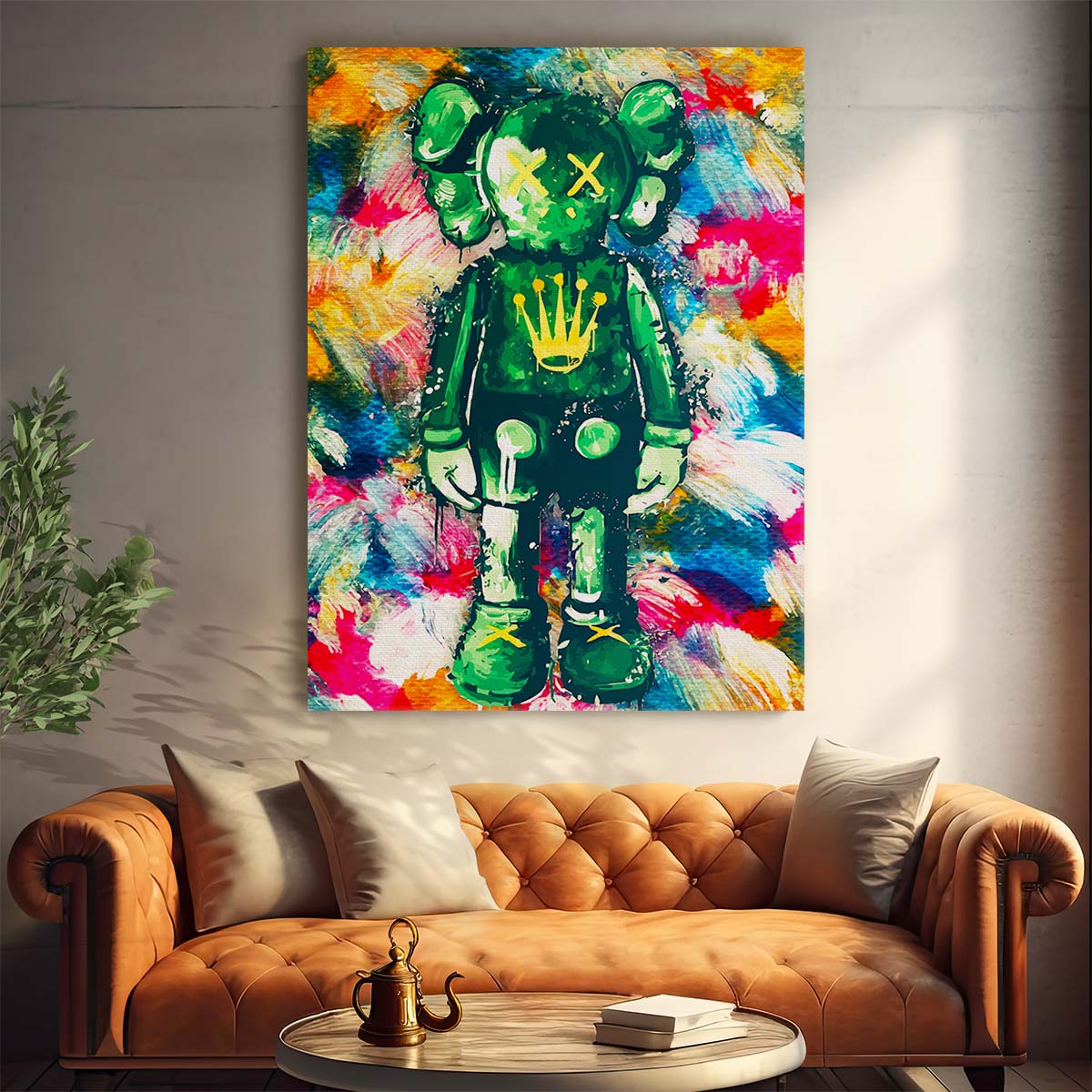 Green Kaws Rolex Watercolor Wall Art by Luxuriance Designs. Made in USA.