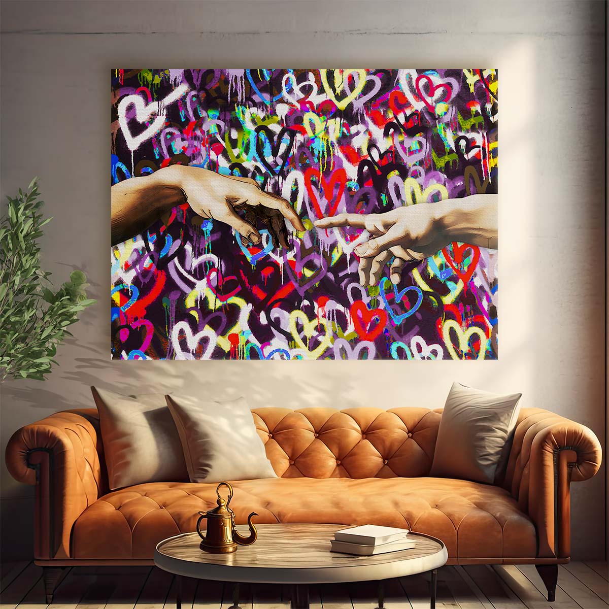 Hands Love Touch Graffiti Wall Art by Luxuriance Designs. Made in USA.