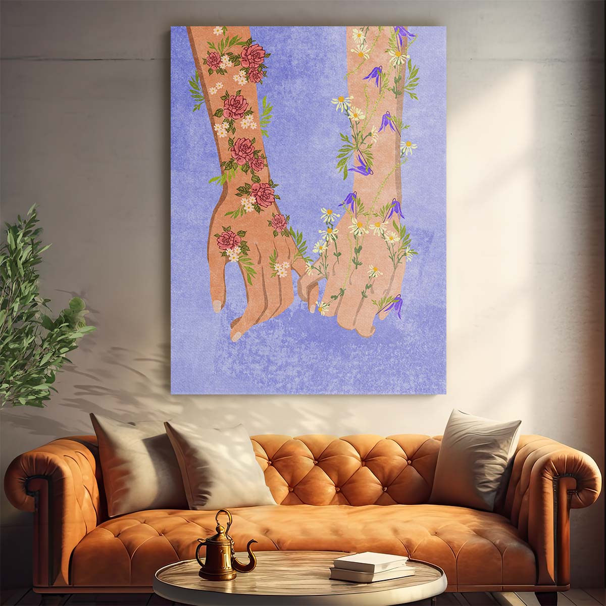 Floral Feminist Illustration Holding Hands by Raissa Oltmanns by Luxuriance Designs, made in USA