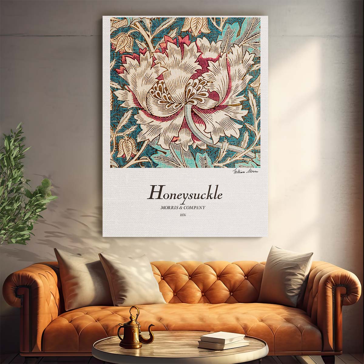 Vintage William Morris Honeysuckle Floral Illustration Wall Art Poster by Luxuriance Designs, made in USA