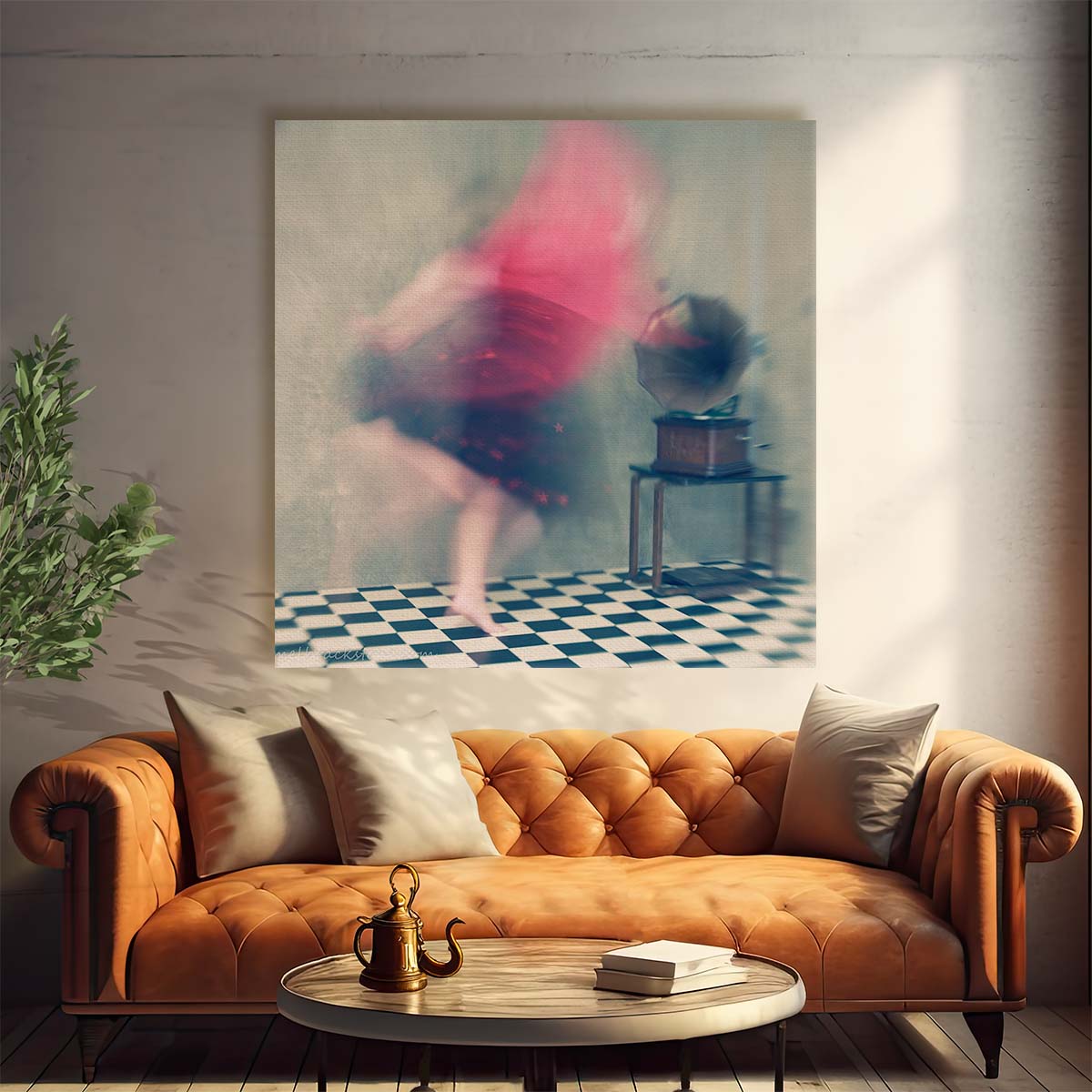 Nostalgic Romance in Motion Vintage Dancing Woman Photography Wall Art by Luxuriance Designs. Made in USA.