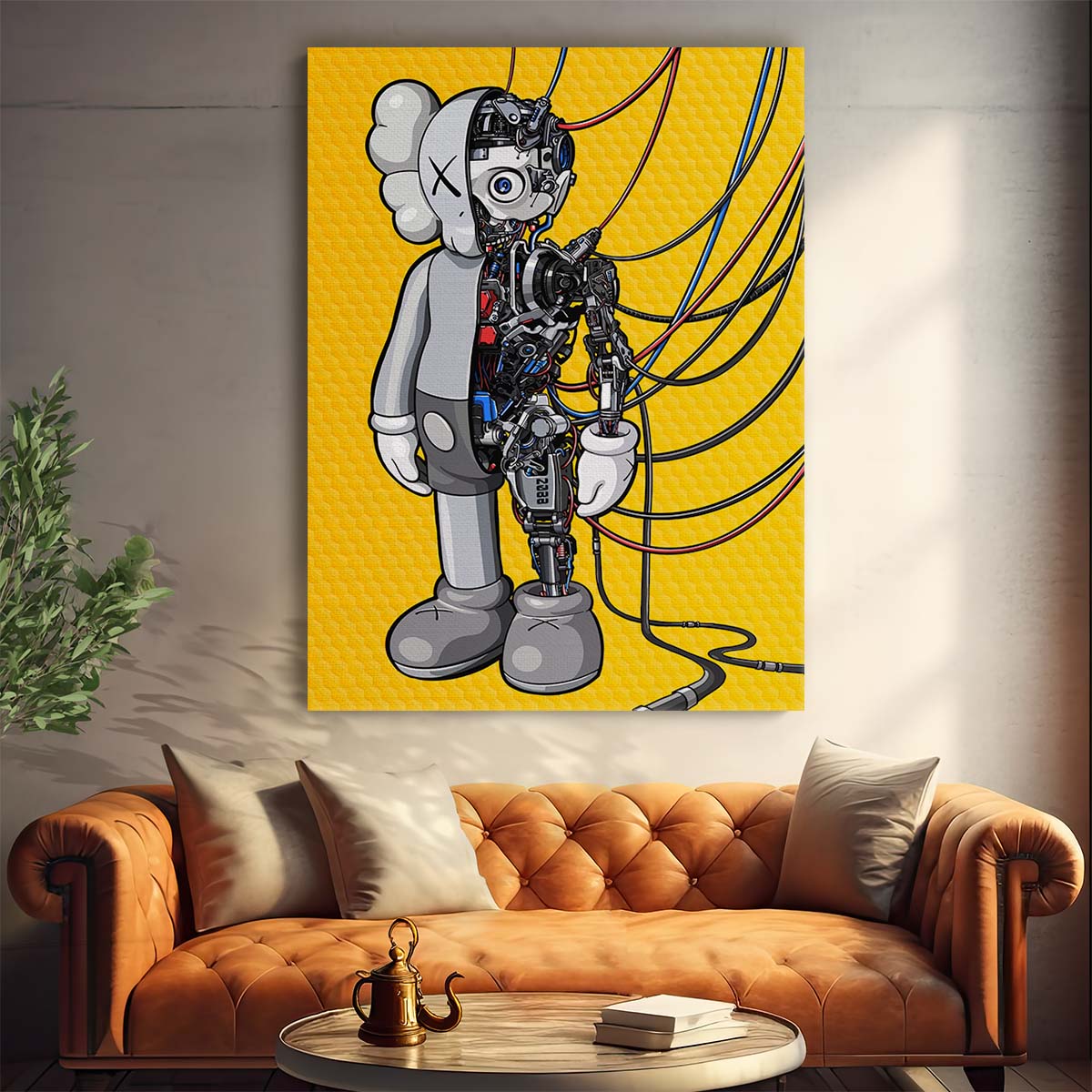 Hypebeast Kaws Robot Android Cartoon Wall Art by Luxuriance Designs. Made in USA.