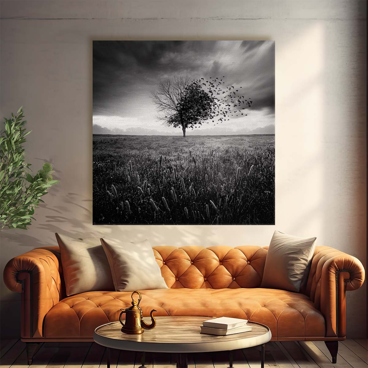Autumnal Solitude in Monochrome Landscape Photography Wall Art by Luxuriance Designs. Made in USA.