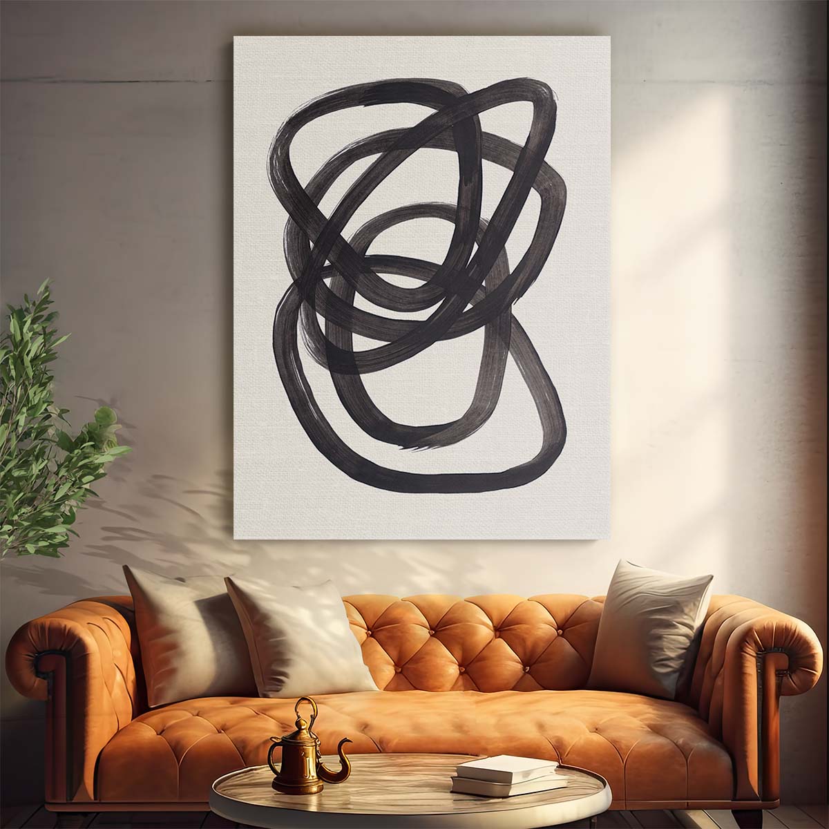 Abstract Geometric Illustration Ink Spiral Black Rings Poster by Luxuriance Designs, made in USA