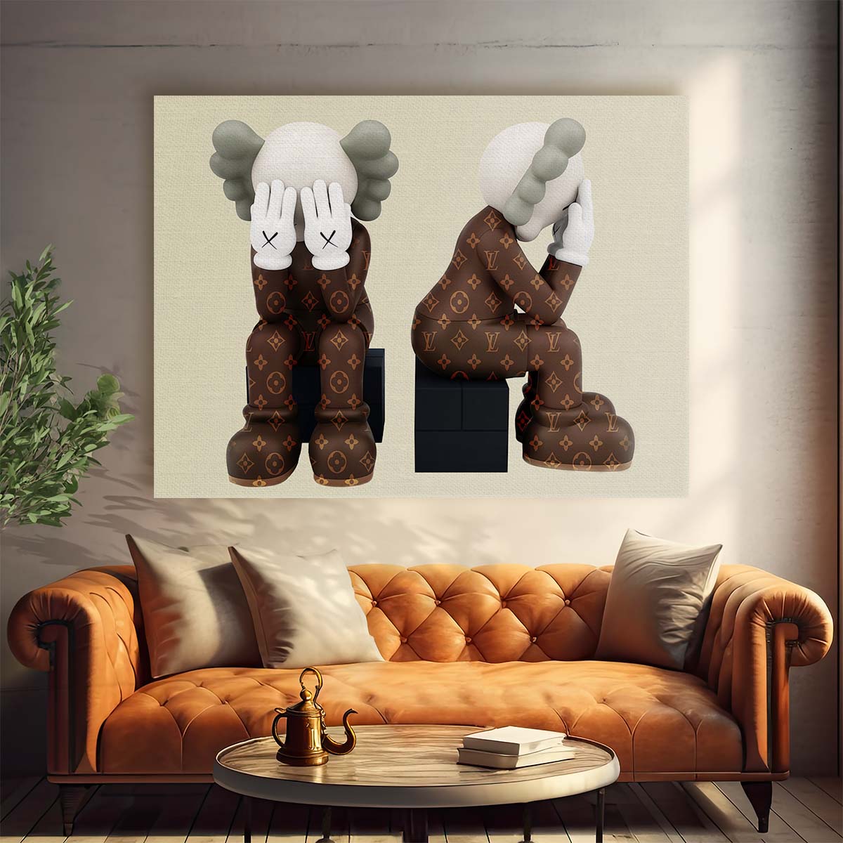 Kaws in Louis Vuitton Skin Wall Art by Luxuriance Designs. Made in USA.