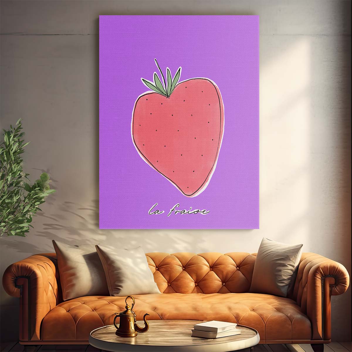 La Fraise Strawberry Illustration, French Kitchen Abstract Art by Luxuriance Designs, made in USA