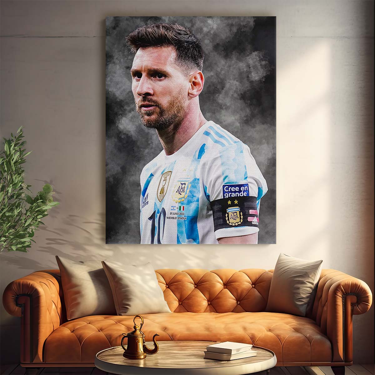 Lionel Messi Portrait Argentine Captain World Cup Wall Art by Luxuriance Designs. Made in USA.