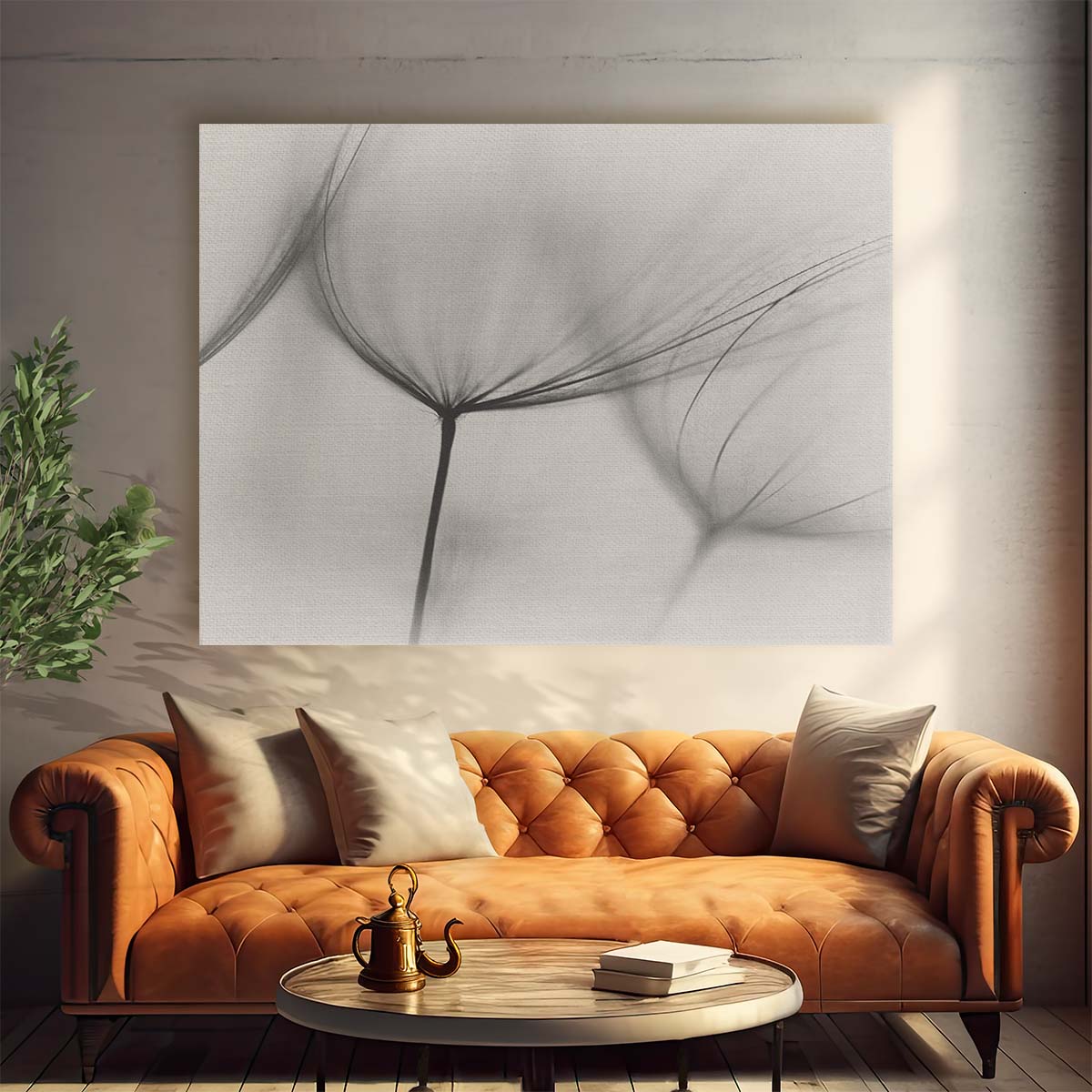 Serene Minimalist Dandelion Macro Wall Art by Luxuriance Designs. Made in USA.