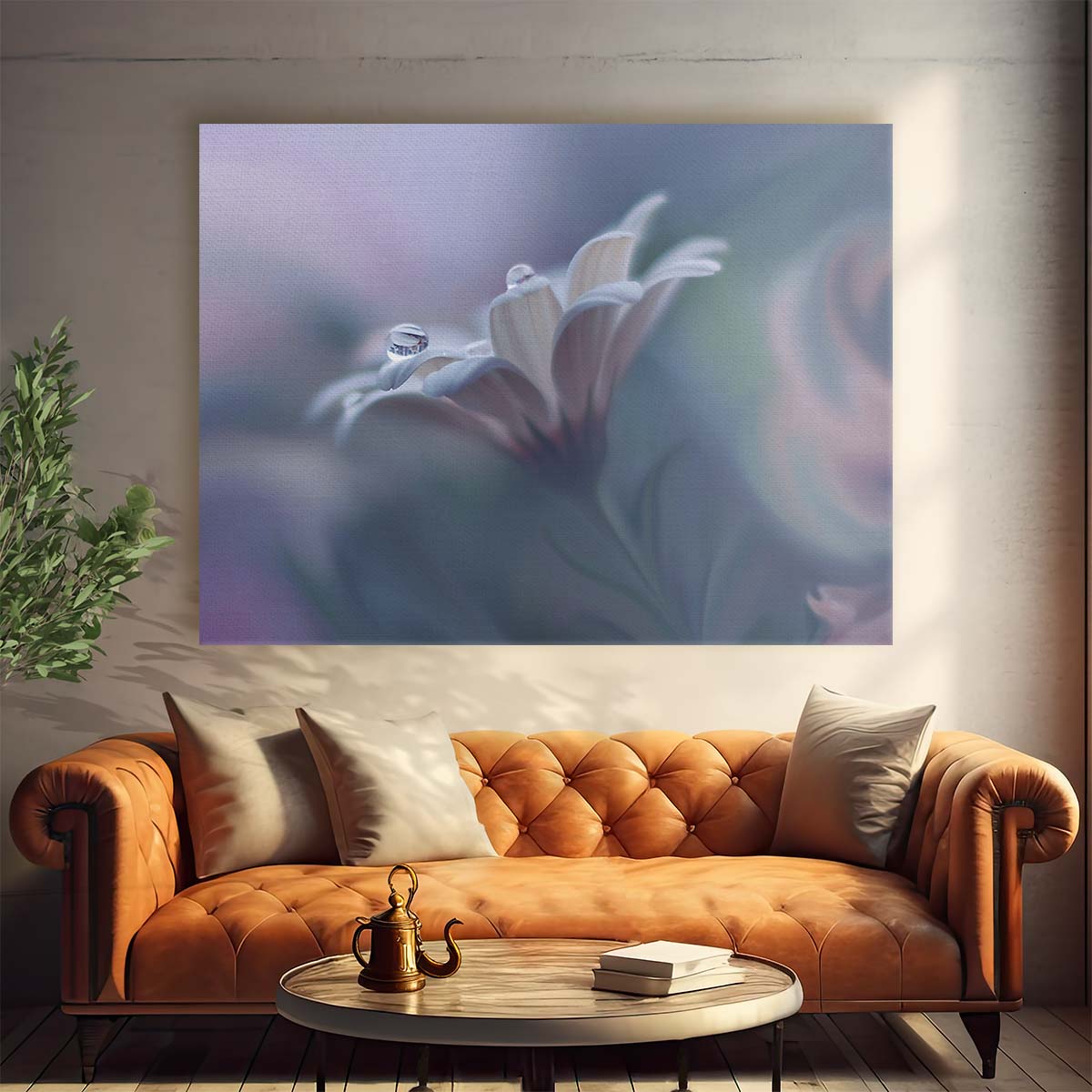 Delicate Floral Dewdrops Macro Pastel Wall Art by Luxuriance Designs. Made in USA.