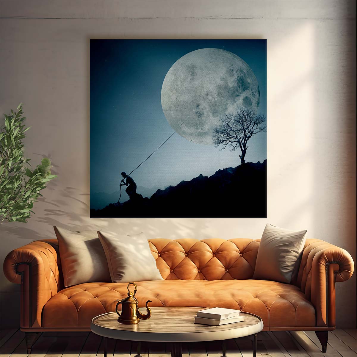 Astronomical Moonrise Silhouette Surreal Landscape Photography Wall Art by Luxuriance Designs. Made in USA.