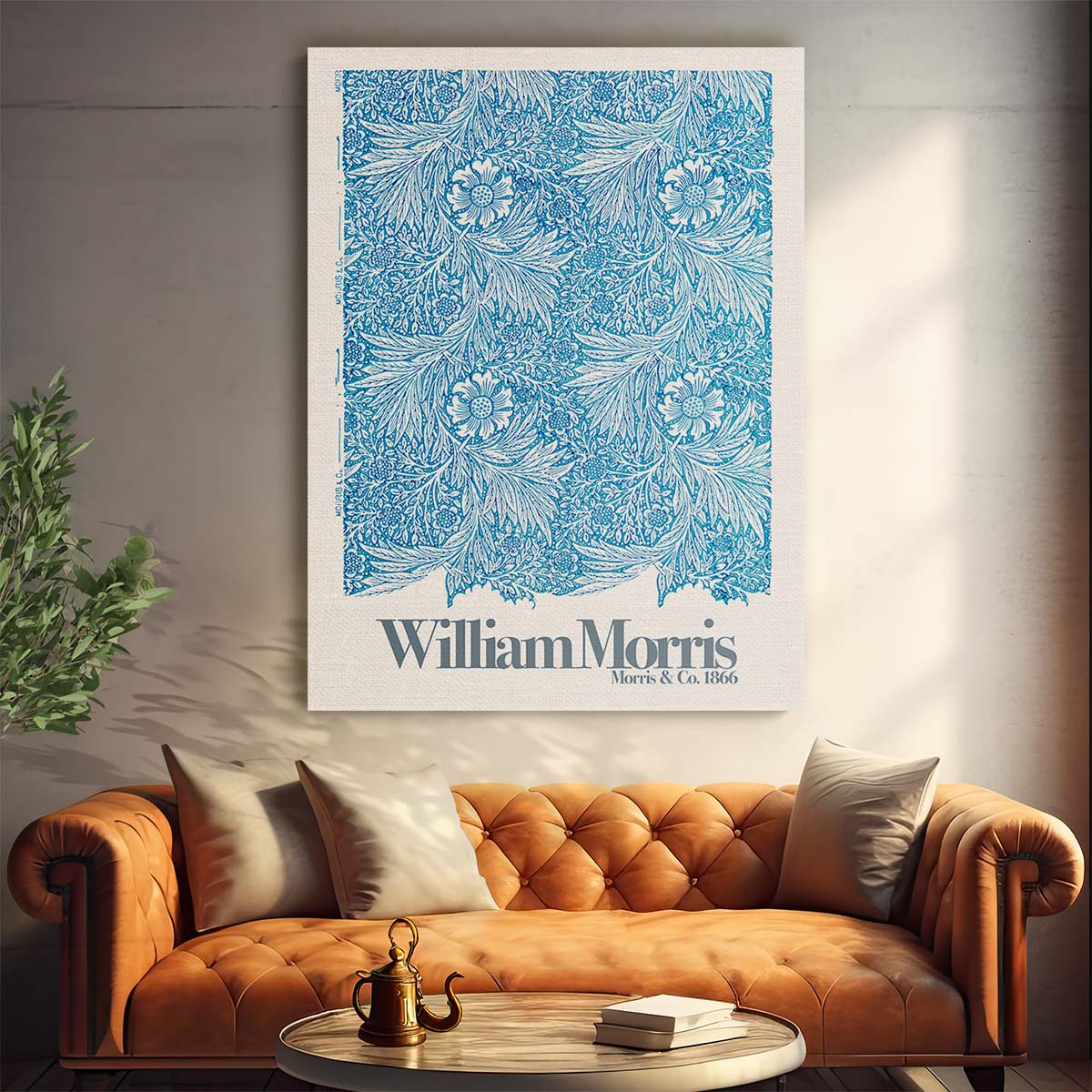 William Morris Marigold Floral Typography Illustration Poster by Luxuriance Designs, made in USA