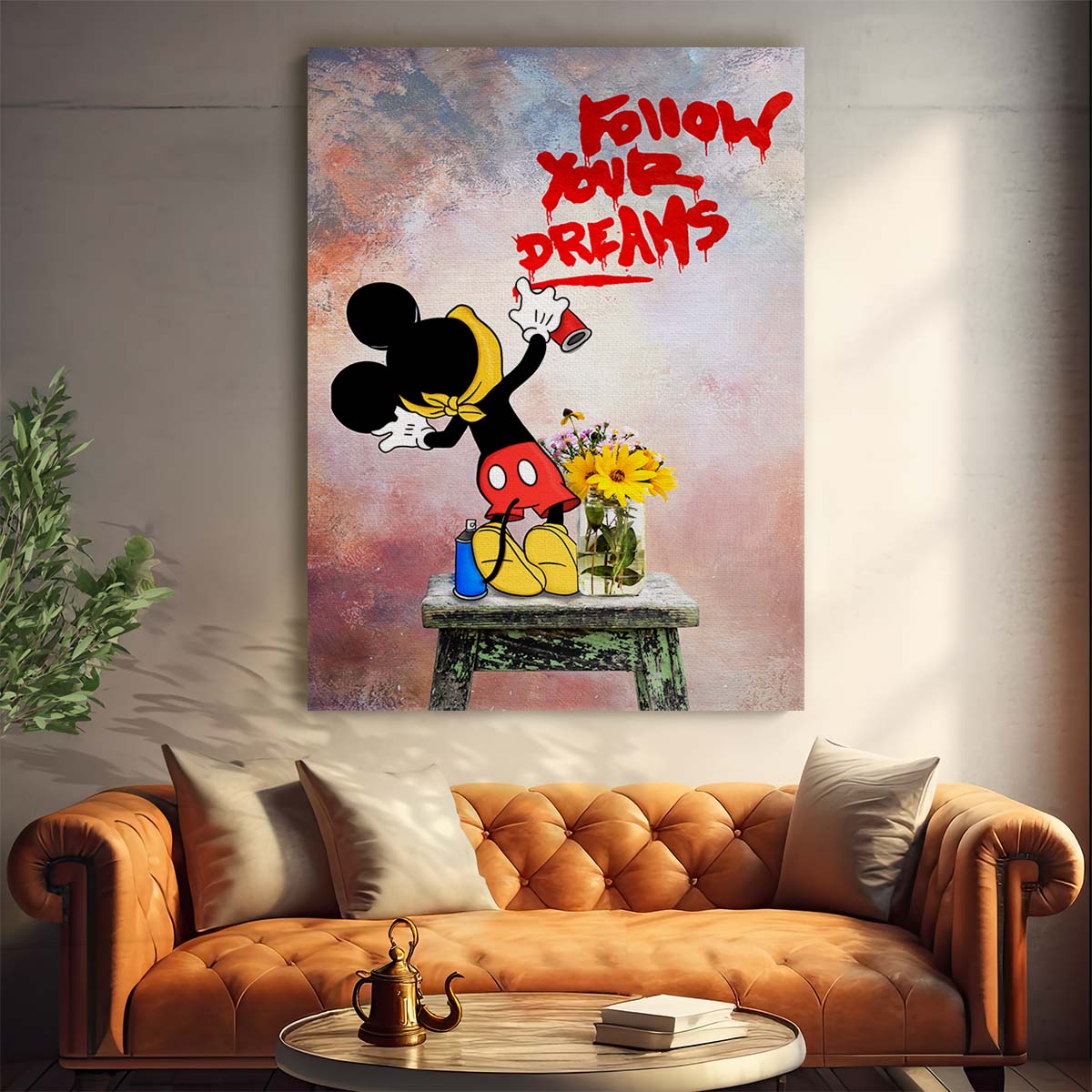 Mickey Mouse Follow Your Dreams Wall Art by Luxuriance Designs. Made in USA.