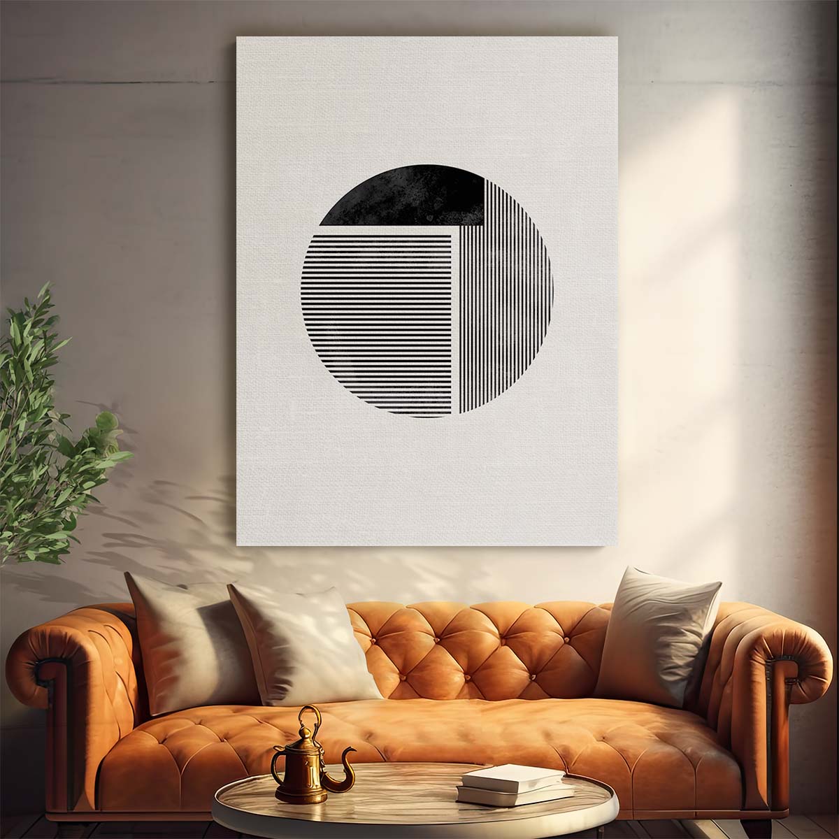 Abstract Geometric Circle Line Art Illustration in Minimalist Style by Luxuriance Designs, made in USA