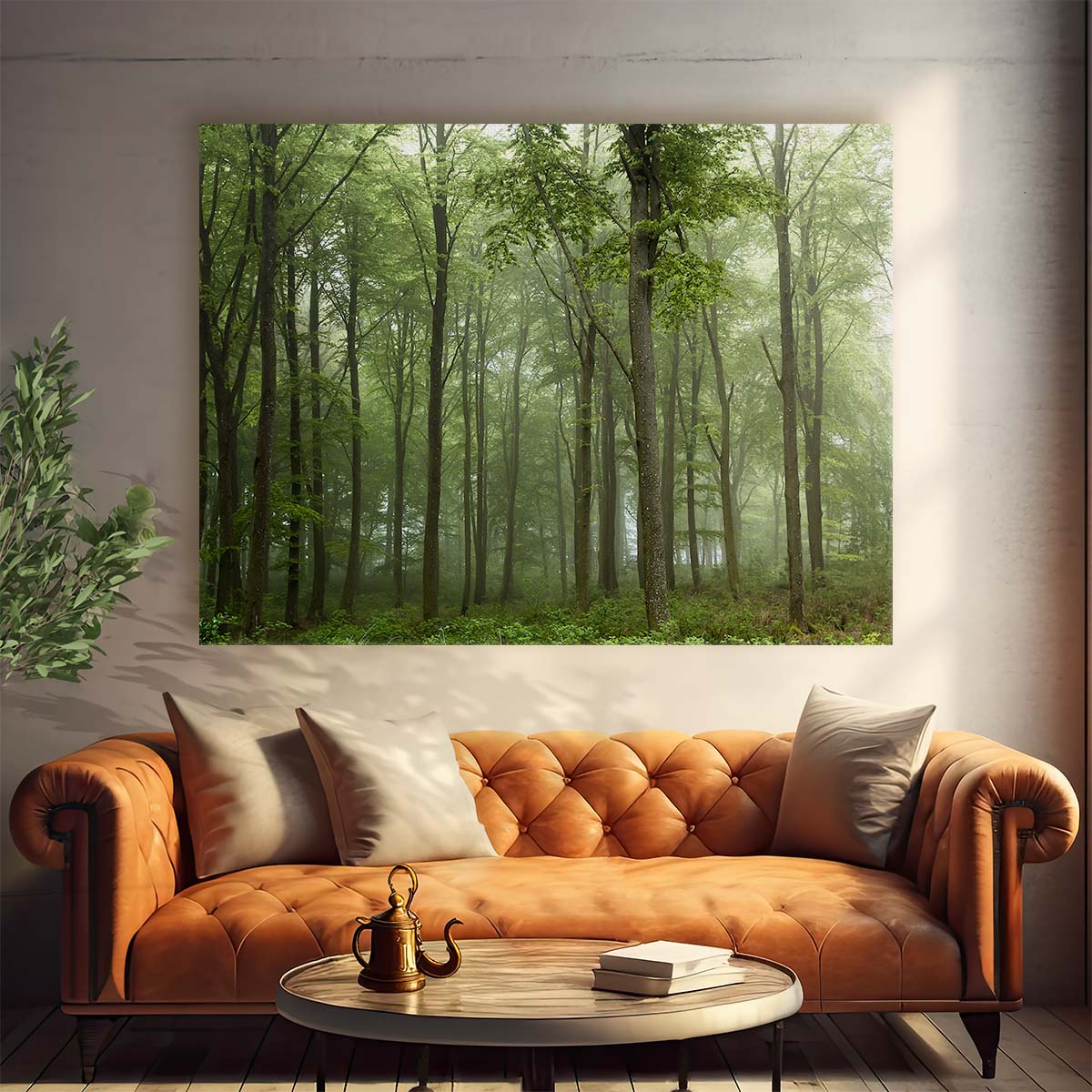 Foggy Green Forest Landscape Photography, Skive Denmark Wall Art