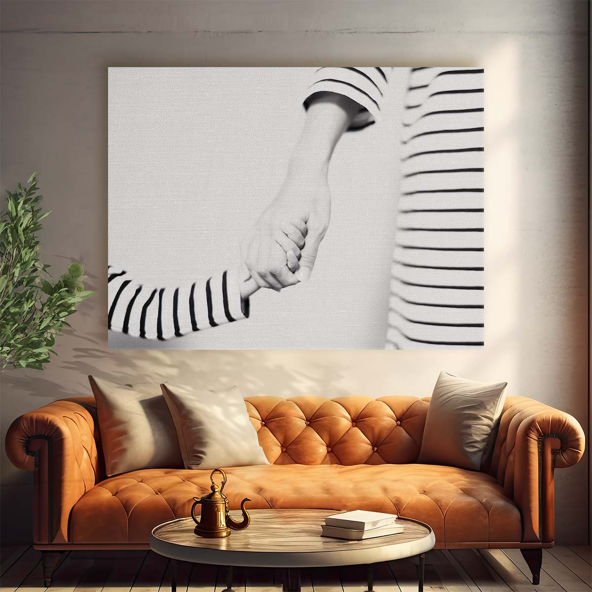 Monochrome Mother and Daughter Holding Hands Wall Art by Luxuriance Designs. Made in USA.