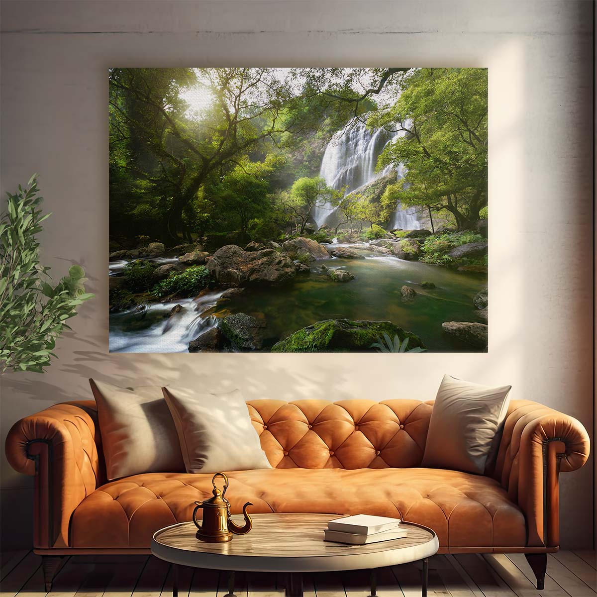 Majestic Khlong Lan Waterfall Stream Landscape Photography Wall Art