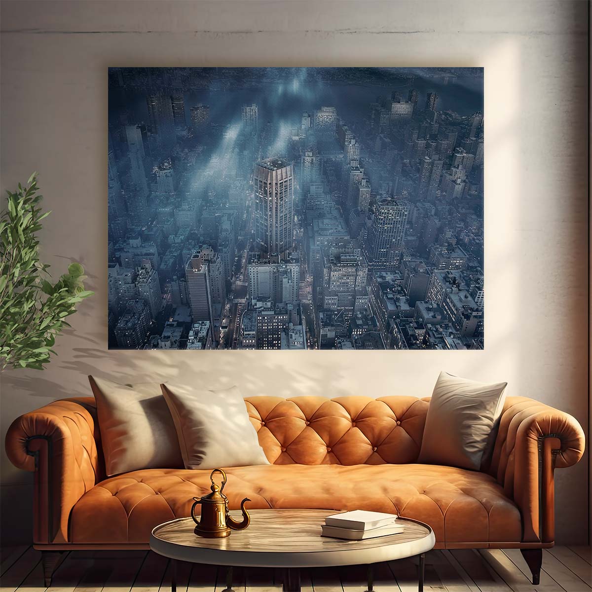 NYC Skyline Night Lights Cityscape Wall Art by Luxuriance Designs. Made in USA.