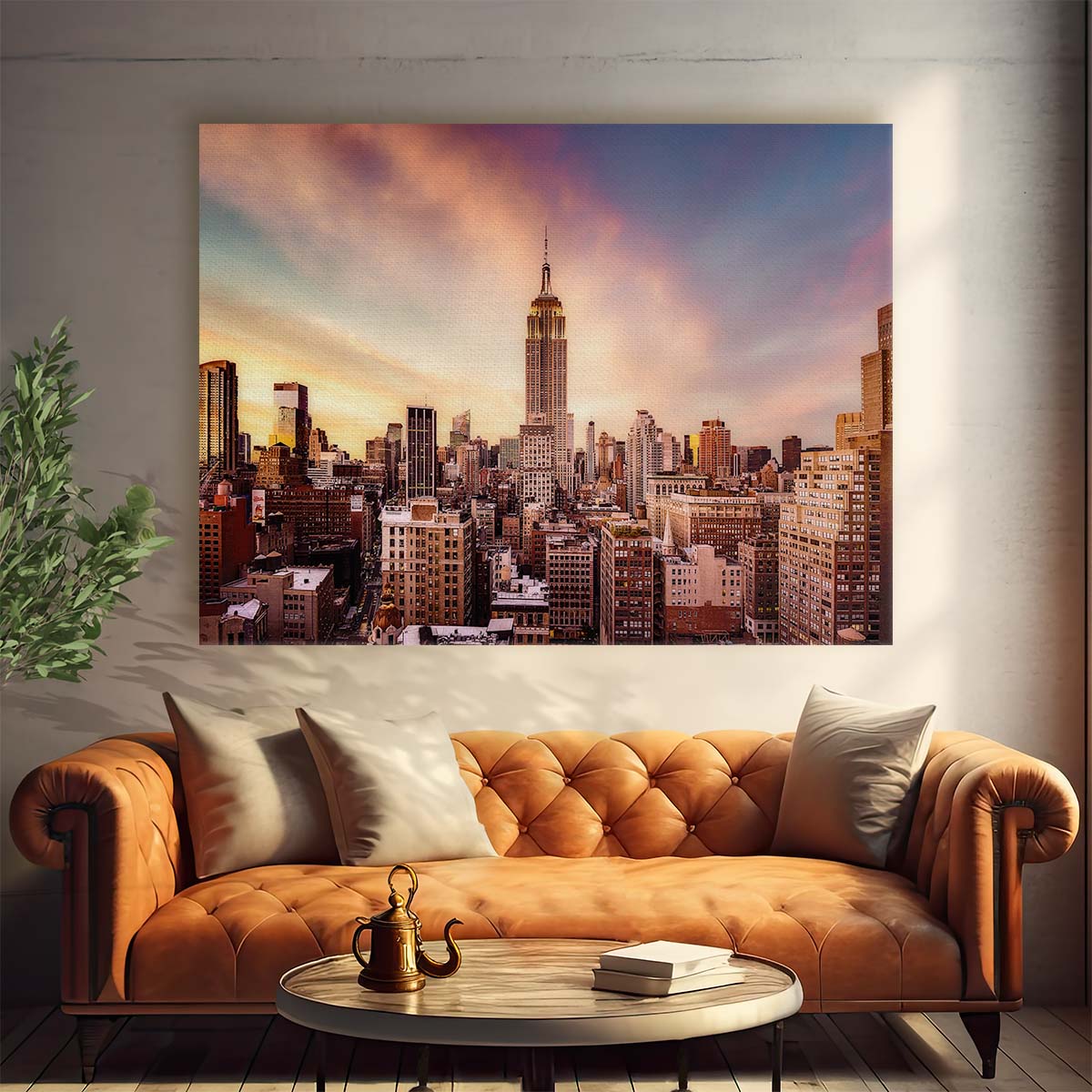 Empire State Sunset Skyline NYC Wall Art by Luxuriance Designs. Made in USA.