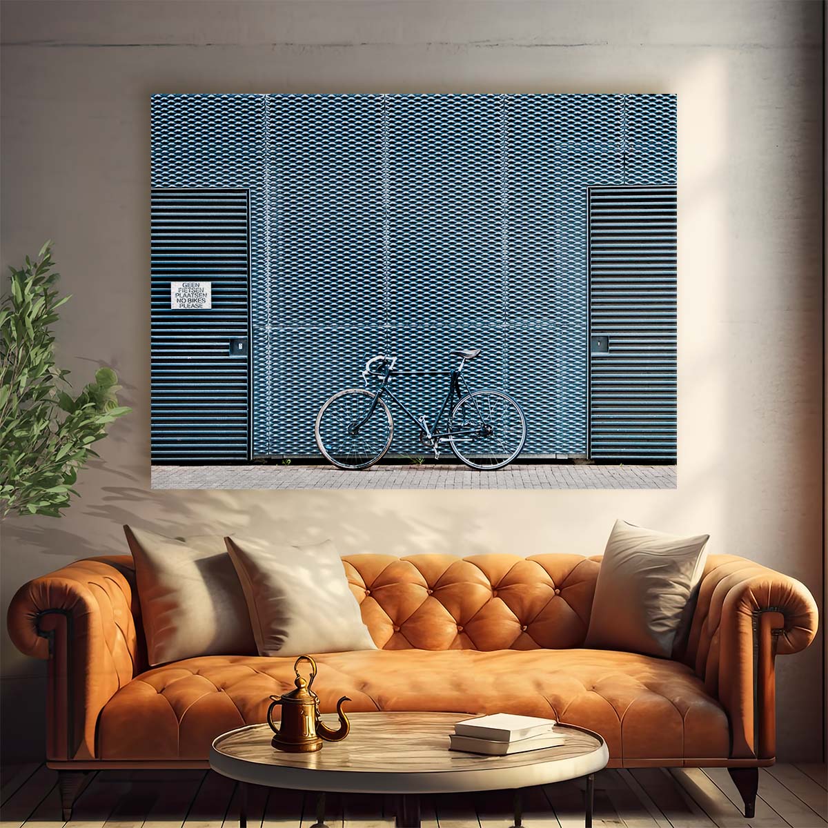 Abstract No Parking Bikes Metal Sign Wall Art by Luxuriance Designs. Made in USA.