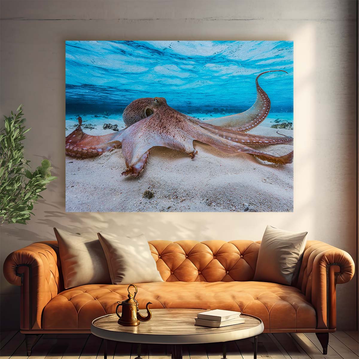 Octopus Oasis Underwater Seascape Wildlife Wall Art by Luxuriance Designs. Made in USA.