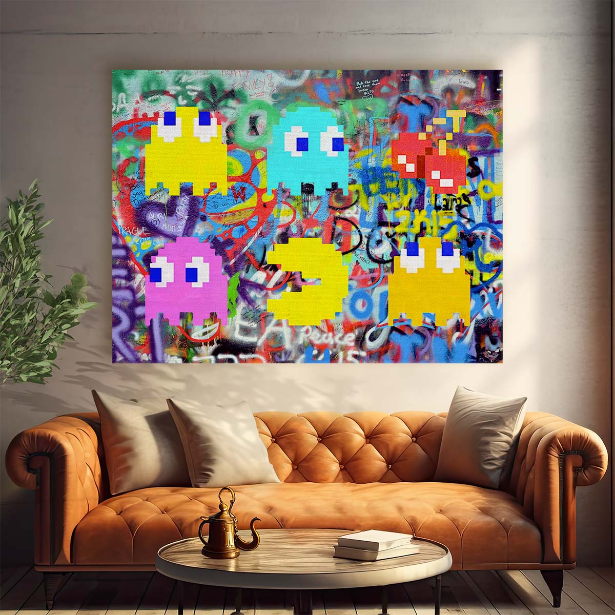 Pacman Graffiti Wall Art by Luxuriance Designs. Made in USA.