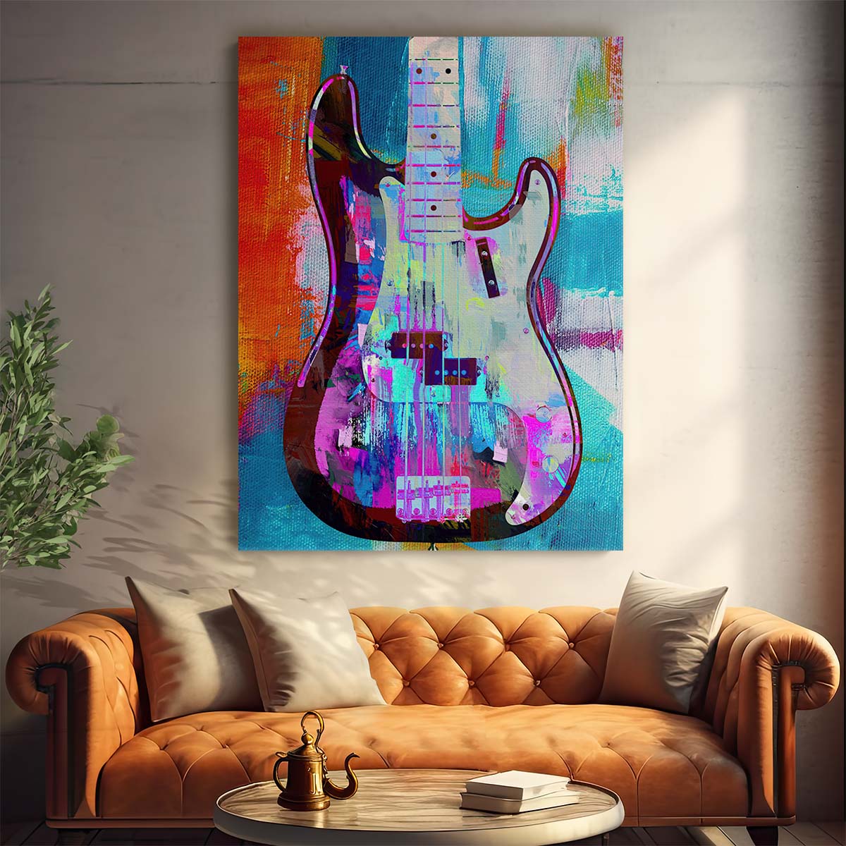 Painted Precision Bass Guitar Wall Art by Luxuriance Designs. Made in USA.
