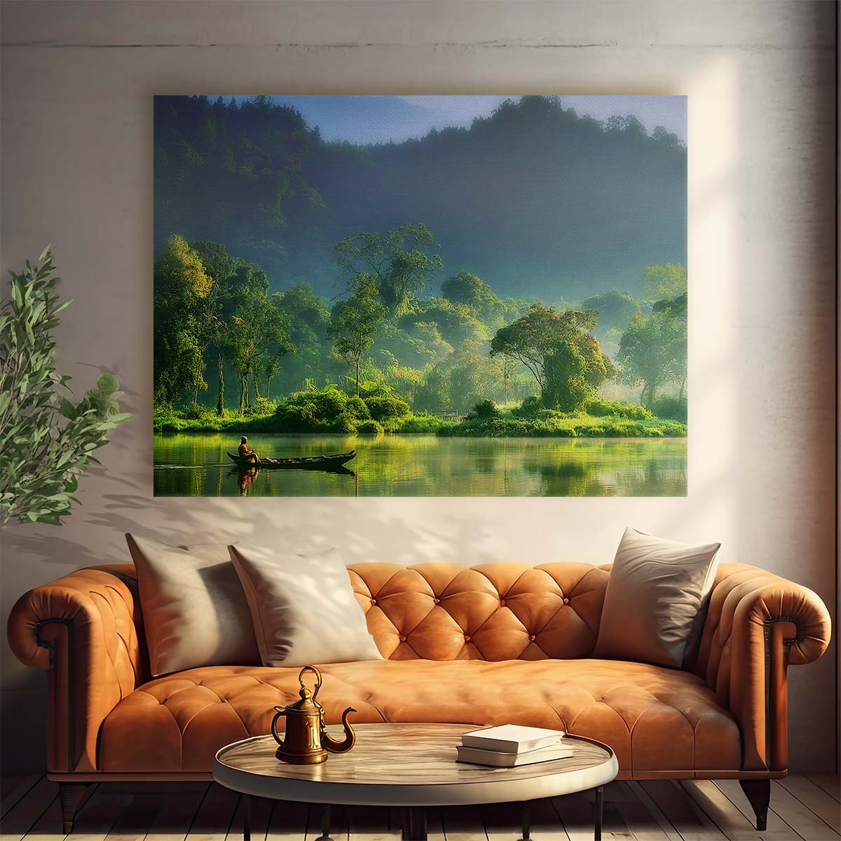 Serene Indonesian Jungle River Landscape Photography Wall Art