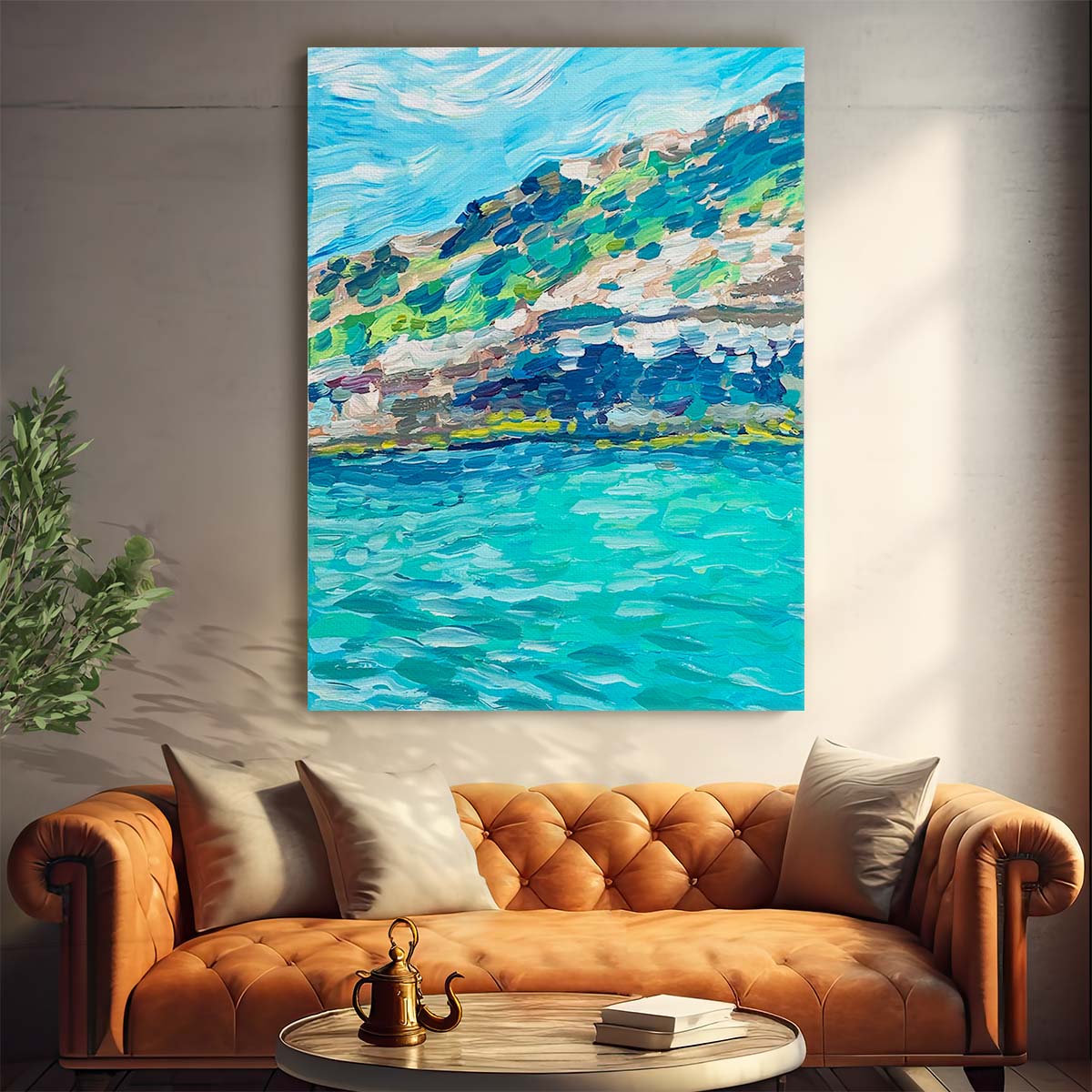 Vibrant Mallorca Spain Seascape Illustrated Acrylic Wall Art by Luxuriance Designs, made in USA