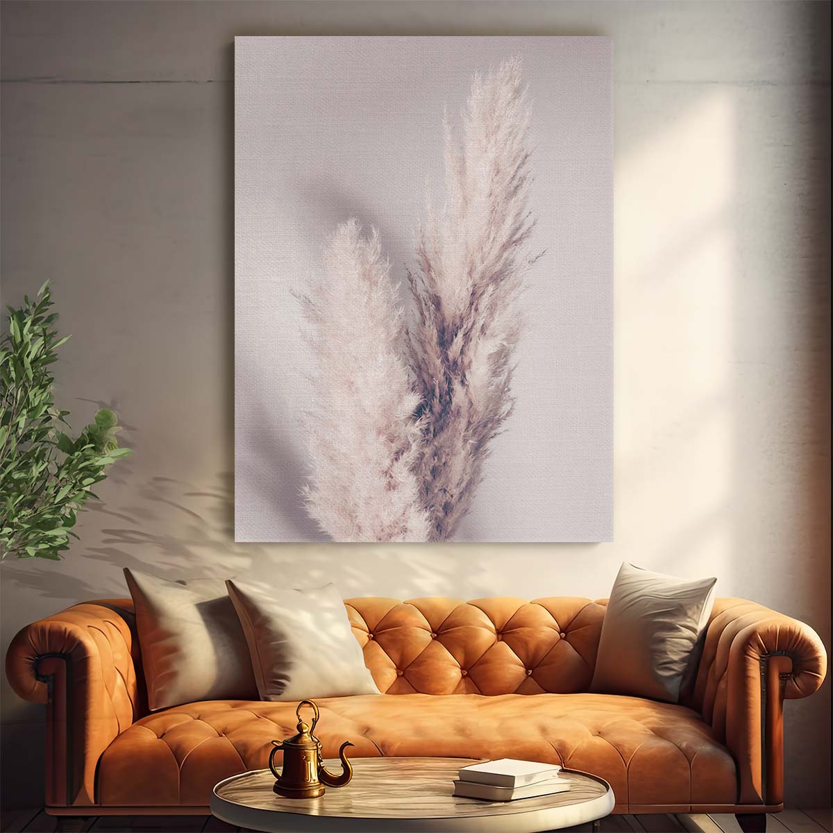 Soft Pampas Grass Beige Botanical Still Life Photography Art by Luxuriance Designs, made in USA