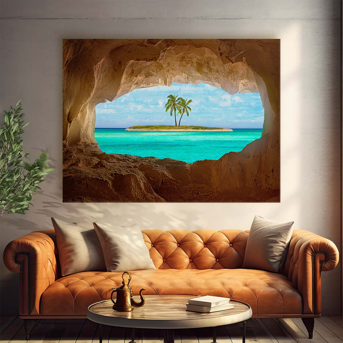 Exotic Tropical Beach & Cave Paradise Landscape Photography Wall Art