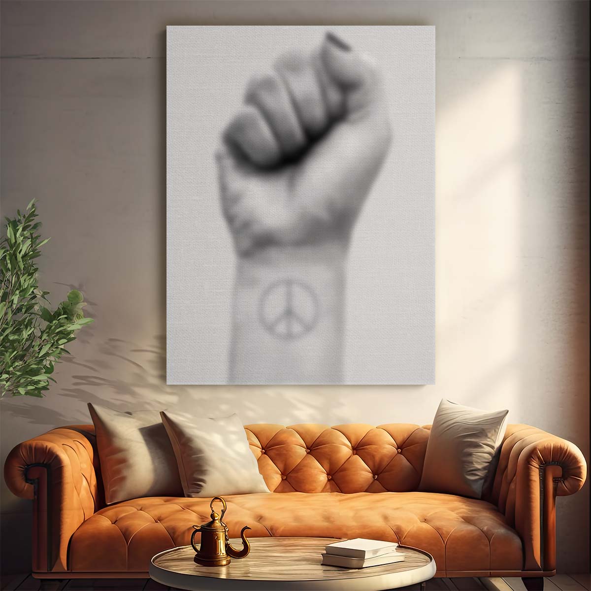 Monochrome Peace Sign Tattoo Illustration - Girl Power, Challenge & Equality by Luxuriance Designs, made in USA
