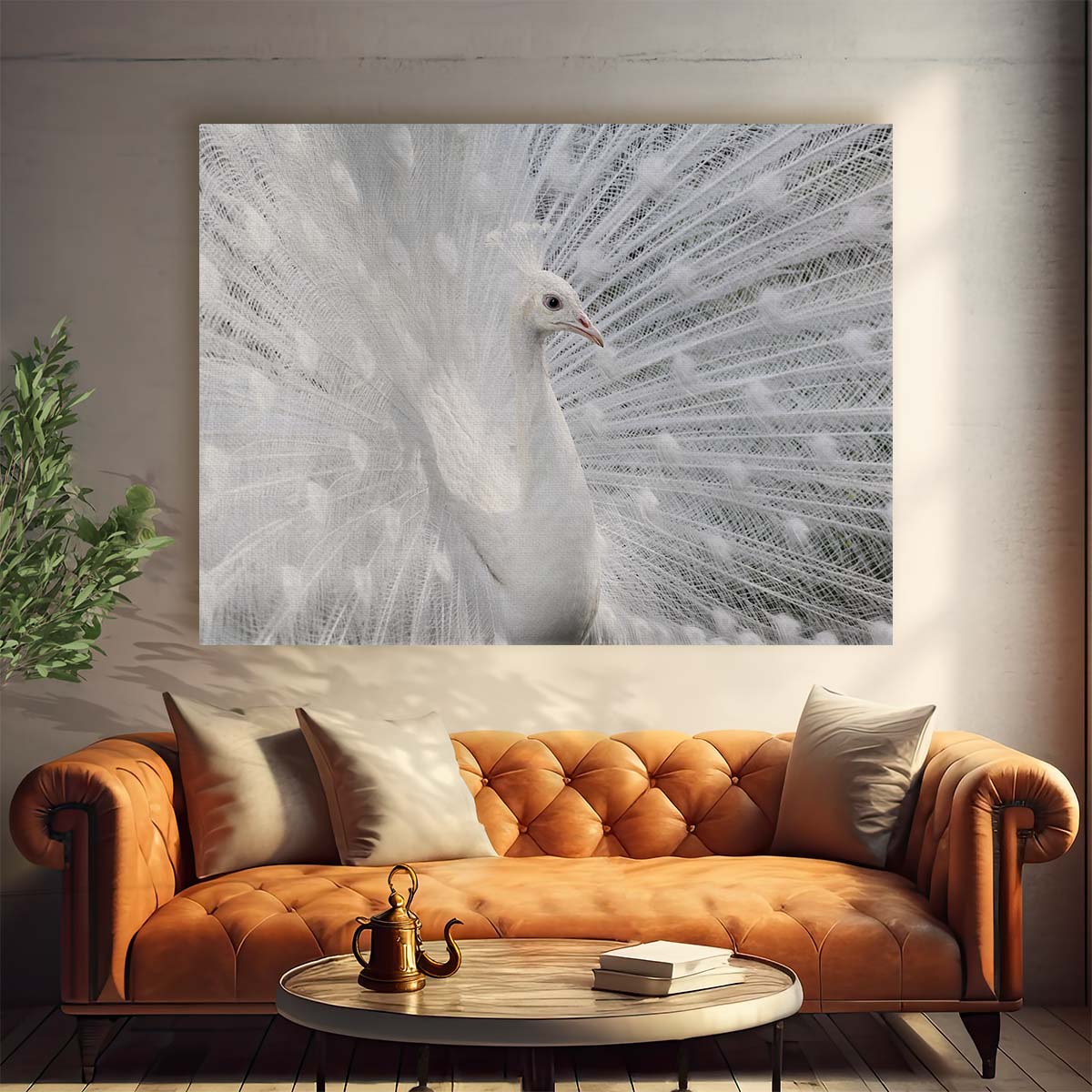 Majestic White Peacock Angel Wings Wildlife Wall Art by Luxuriance Designs. Made in USA.