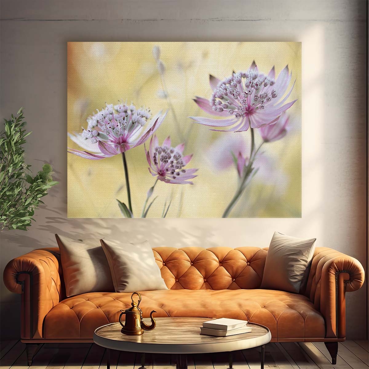 Summer Pink Astrantia Major Floral Macro Wall Art by Luxuriance Designs. Made in USA.