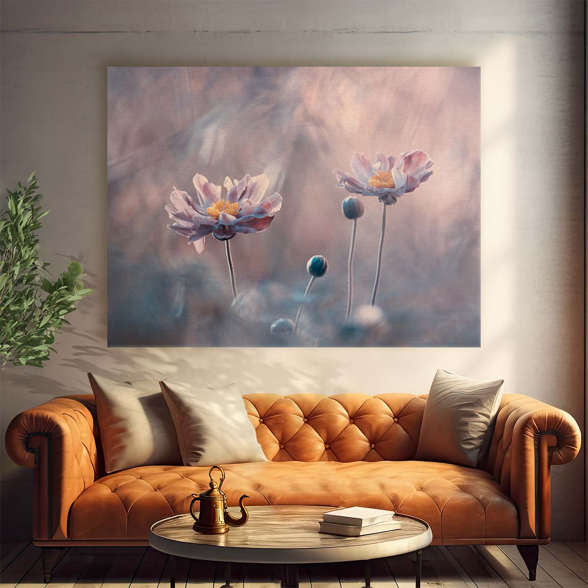 Pastel Pink Floral Duo Macro Garden Wall Art by Luxuriance Designs. Made in USA.