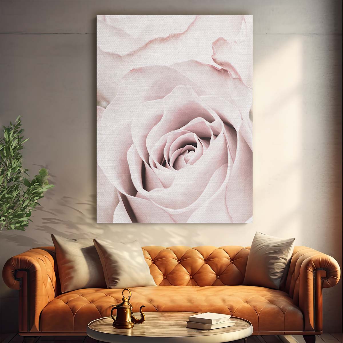 Romantic Pastel Pink Rose Macro Photography Wall Art by Luxuriance Designs, made in USA