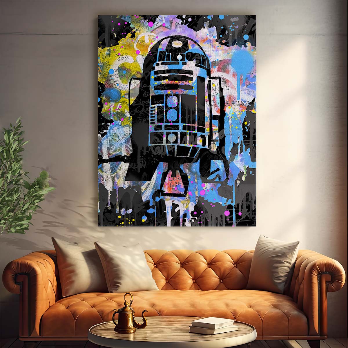 R2D2 Star Wars Graffiti Wall Art by Luxuriance Designs. Made in USA.