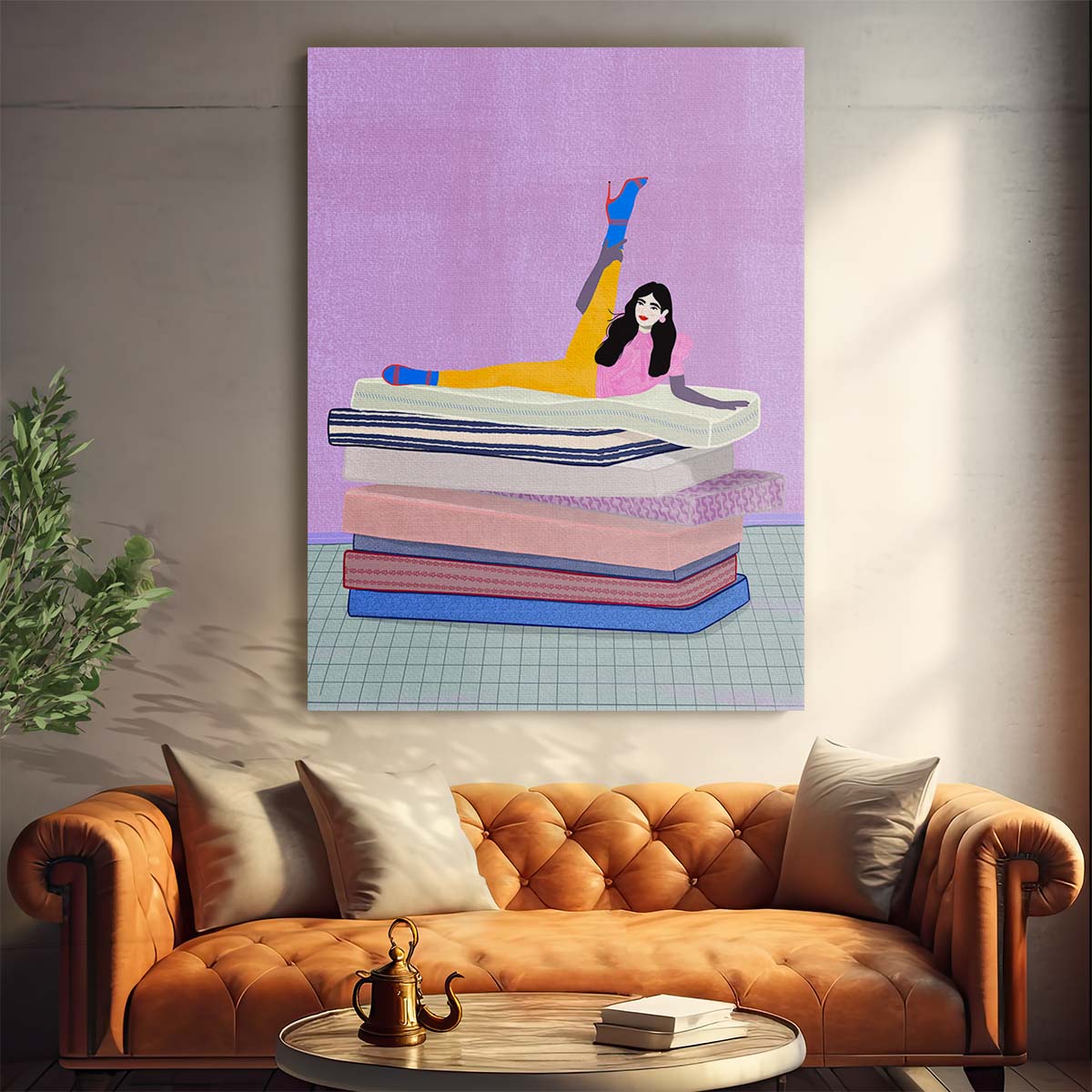 Flexible Yoga Pose Woman Illustration Wall Art for Zen Spa by Luxuriance Designs, made in USA