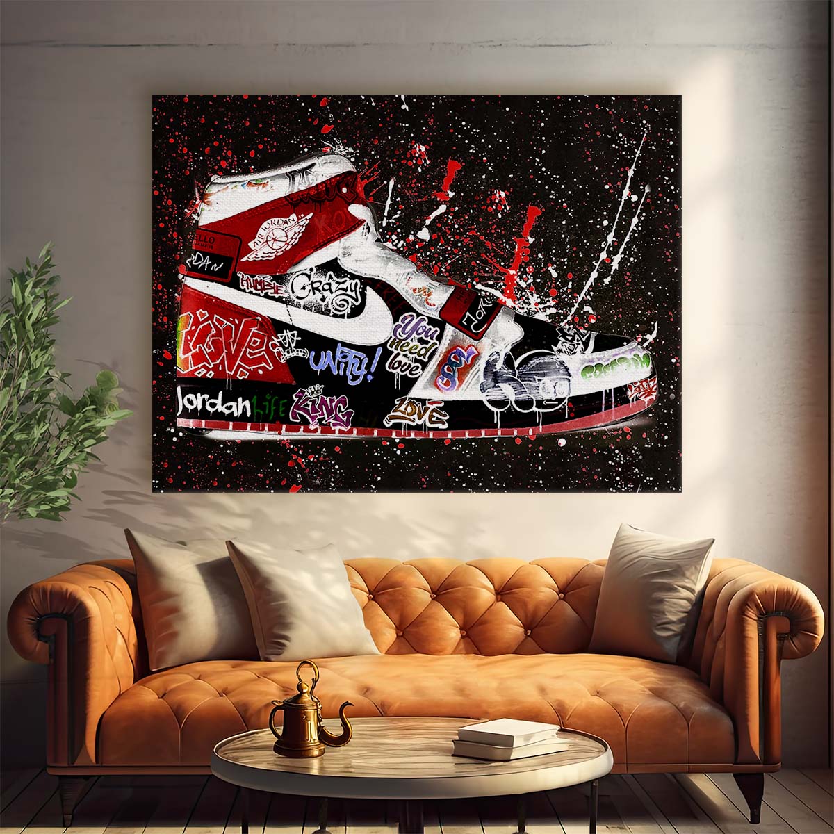 Retro Jordan OG Nike Shoes Graffiti Wall Art by Luxuriance Designs. Made in USA.
