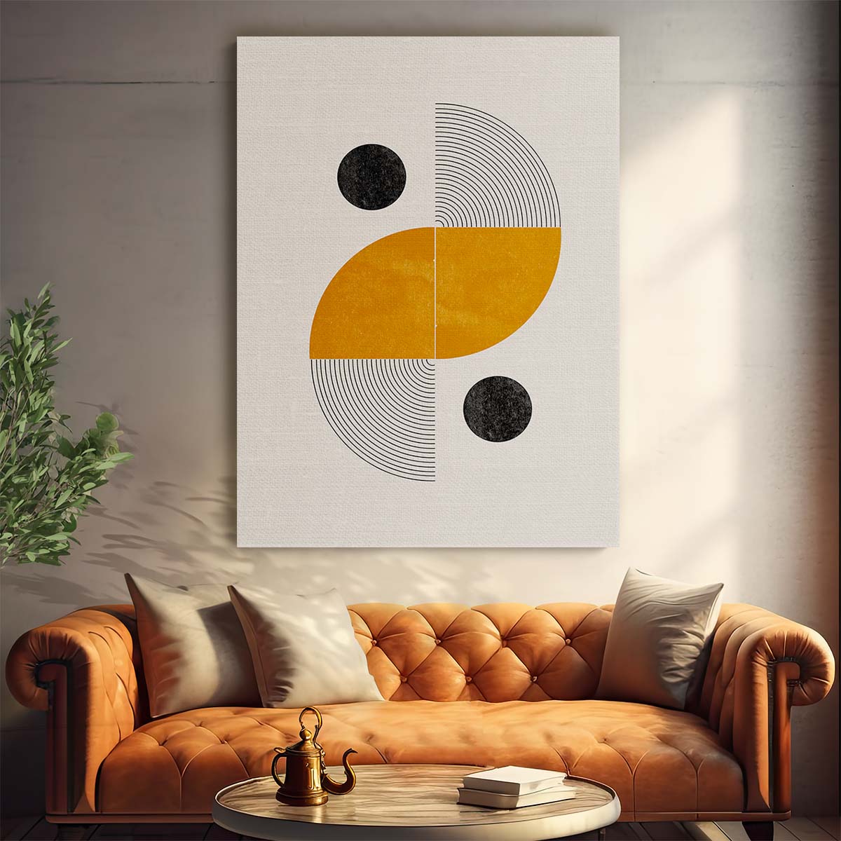 Mid-Century Golden Geometric Illustration Wall Art by MIUUS STUDIO by Luxuriance Designs, made in USA