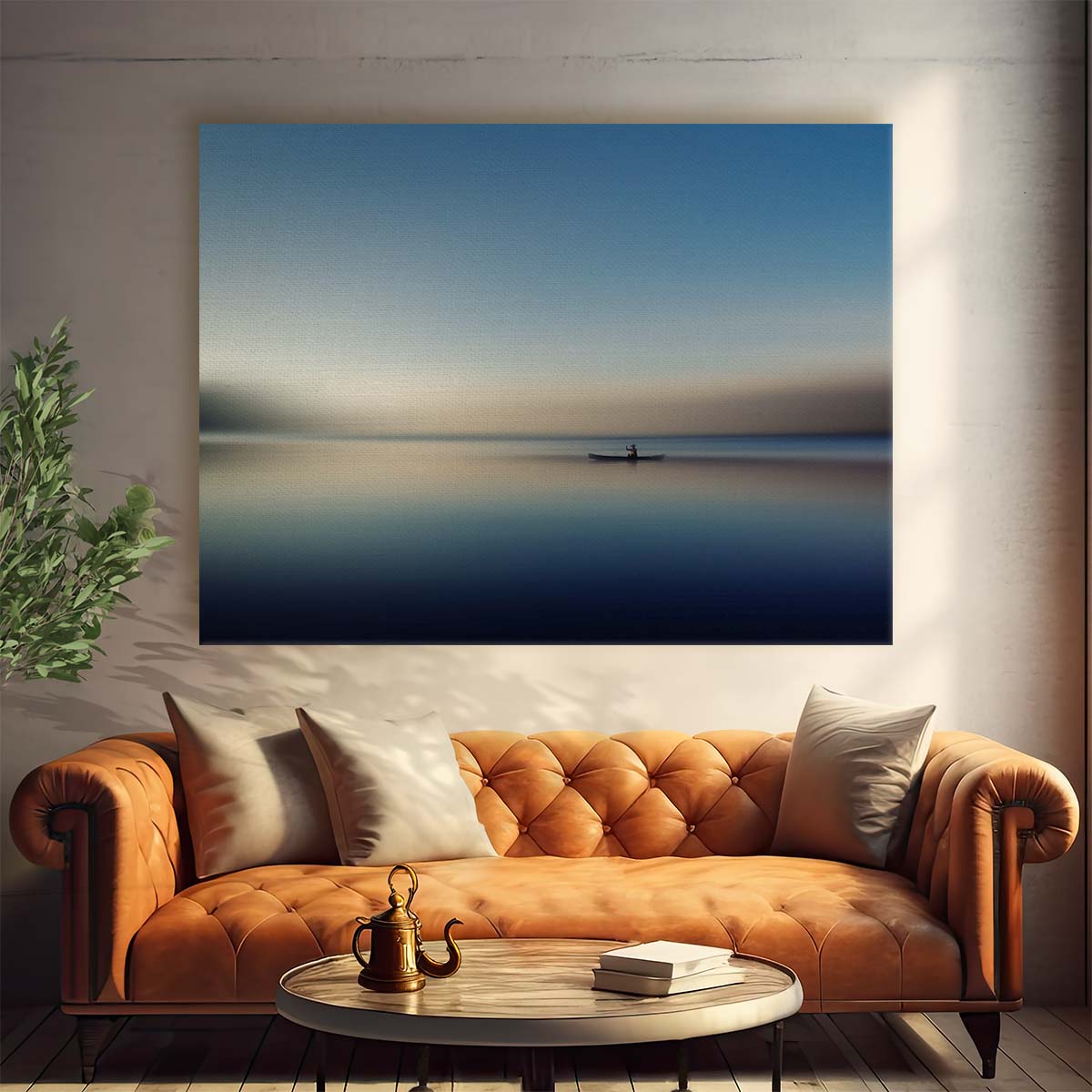 Serene Toba Lake Rowboat Solitude Wall Art by Luxuriance Designs. Made in USA.