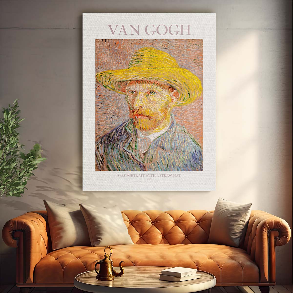 Van Gogh Self-Portrait with Straw Hat, Master Oil Painting Illustration by Luxuriance Designs, made in USA