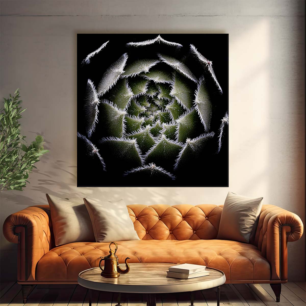 Geometric Floral Masterpiece Abstract Succulent Rosette Macro Wall Art by Luxuriance Designs. Made in USA.
