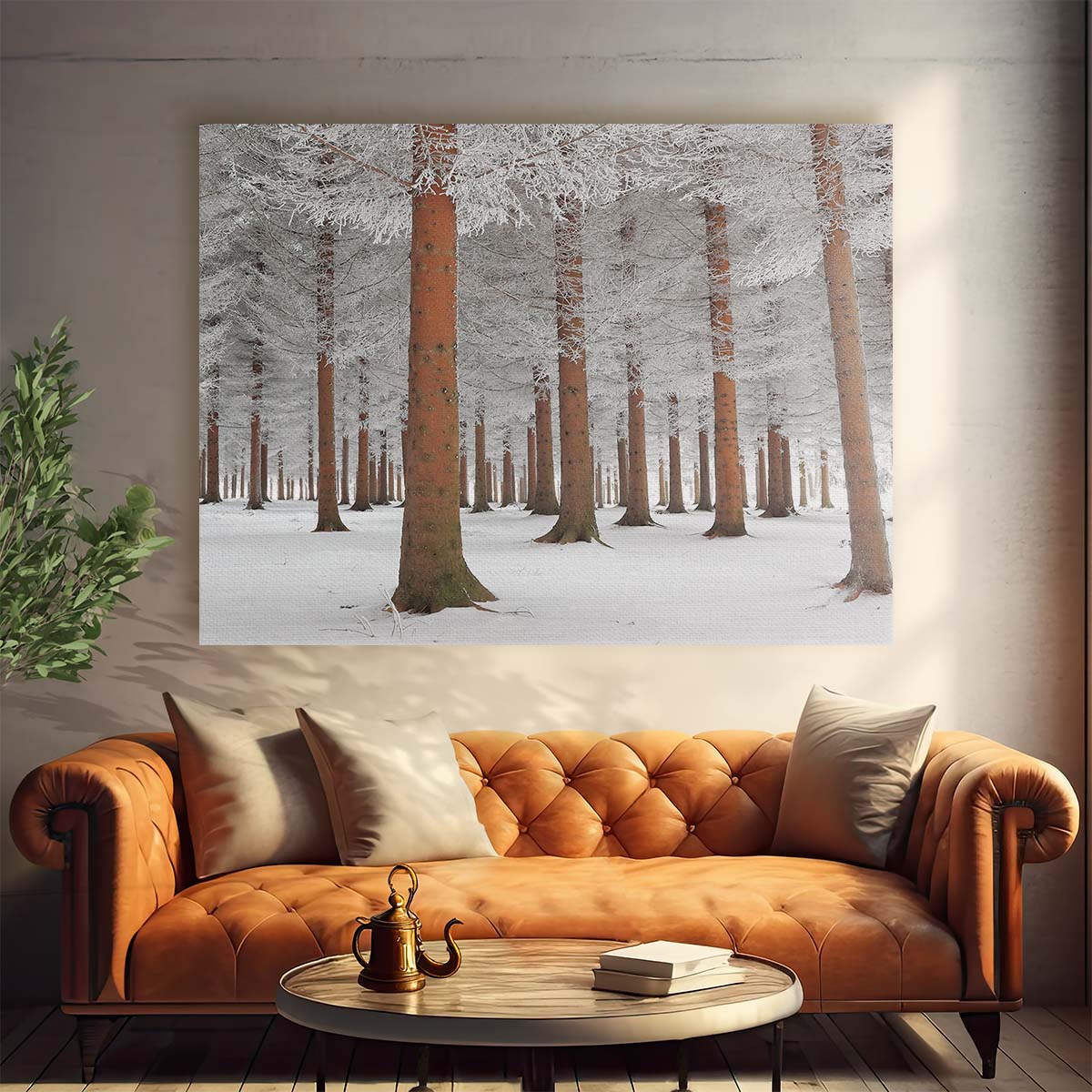 Frosty Serbian Winter Forest Snowscape Wall Art by Luxuriance Designs. Made in USA.