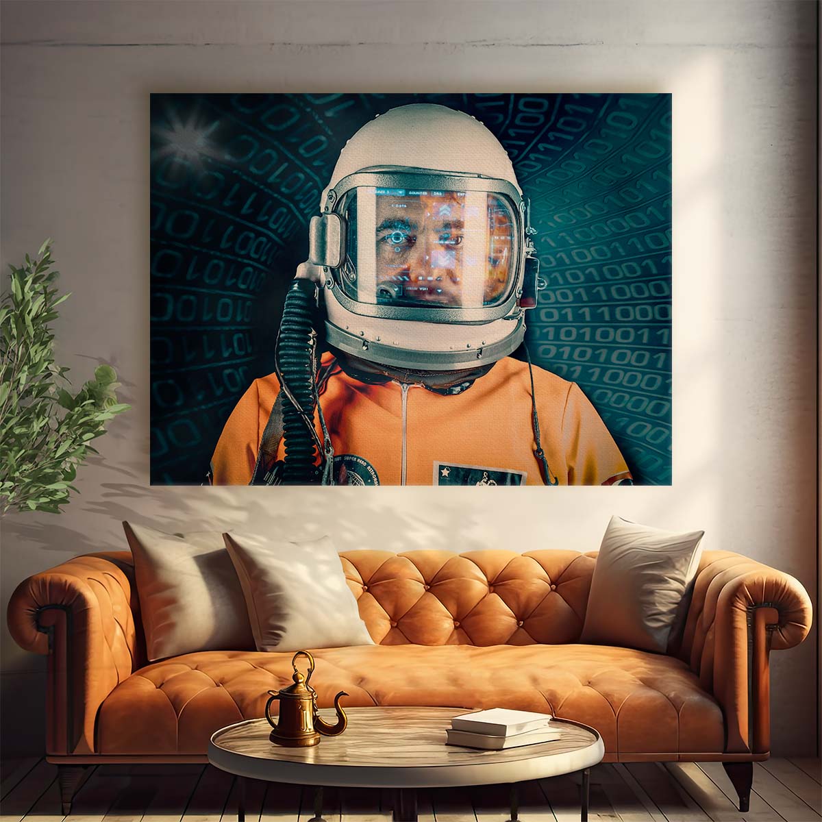 NASA Astronaut Universe Cosmos Orange Portrait Wall Art by Luxuriance Designs. Made in USA.