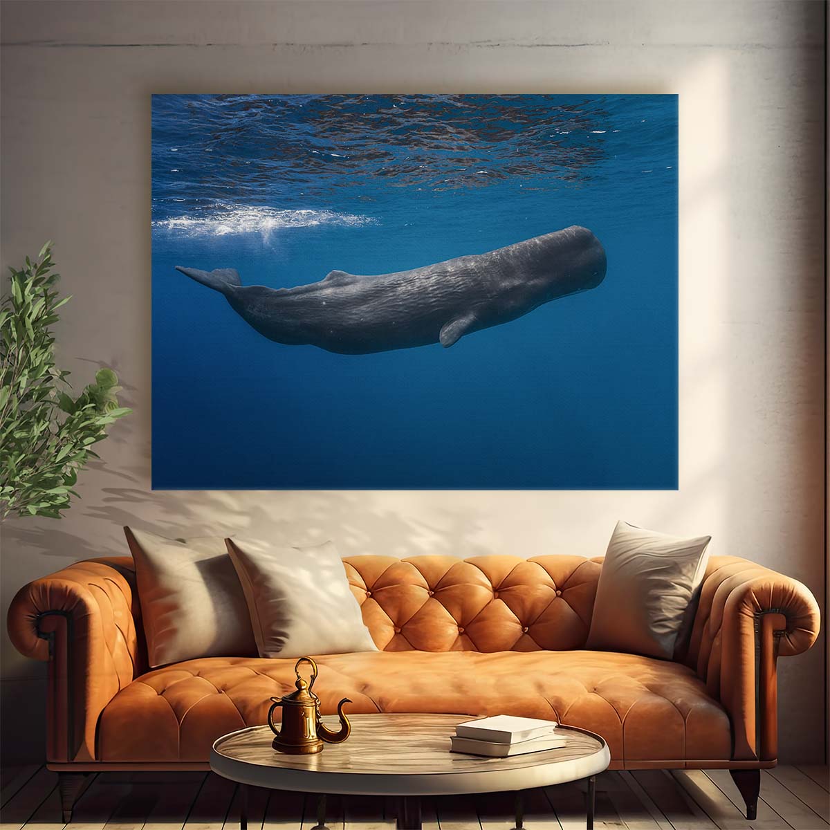Majestic Sperm Whale Underwater Dive Wall Art by Luxuriance Designs. Made in USA.