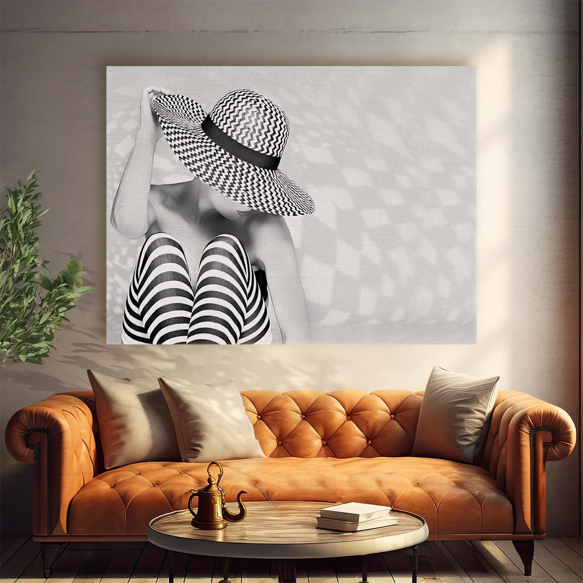 Monochrome ZebraPatterned Woman Portrait Wall Art by Luxuriance Designs. Made in USA.